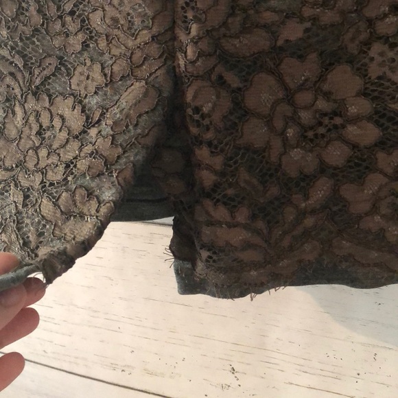 Ann Taylor Lace Overlay Brown / Gray Loft Pencil Skirt - Size 4 - Picture 8 of 11